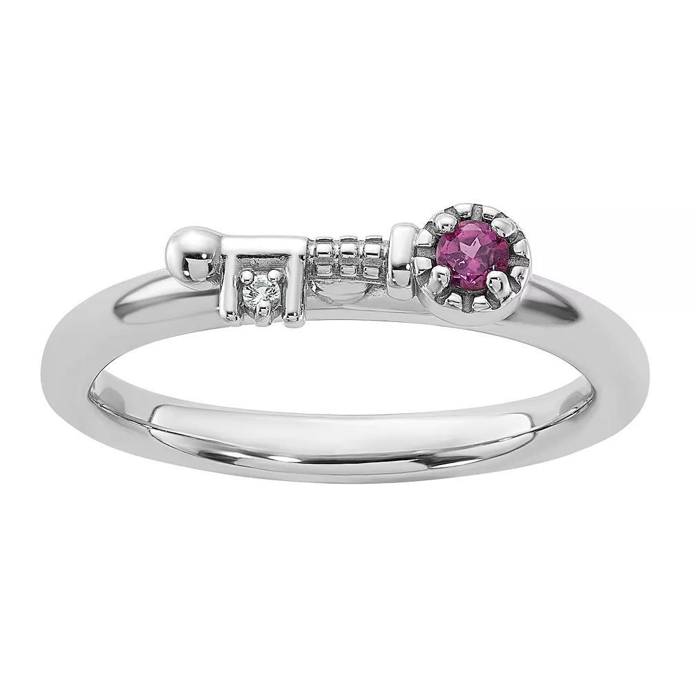 Stacks & Stones Sterling Silver Stackable Gemstone Key Ring, Women's, Size: 8, Rhodolite Red Product Image