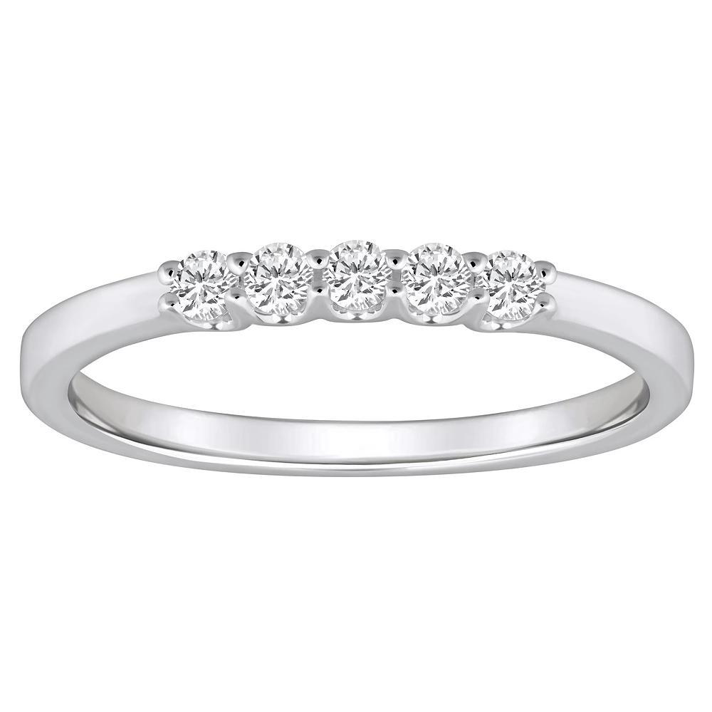 Alyson Layne 14k Gold 1/4 Carat T.W. Diamond 5-Stone Wedding Band, Women's, Size: 10, White Product Image