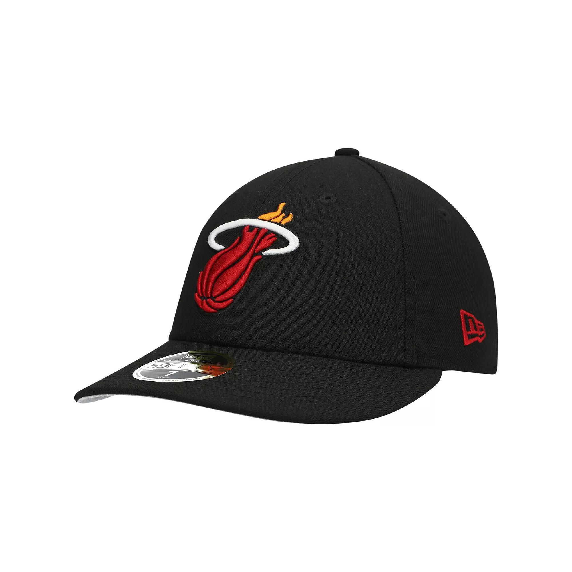 Men's New Era Black Miami Heat Team Low Profile 59FIFTY Fitted Hat, Size: 7 1/8 Product Image