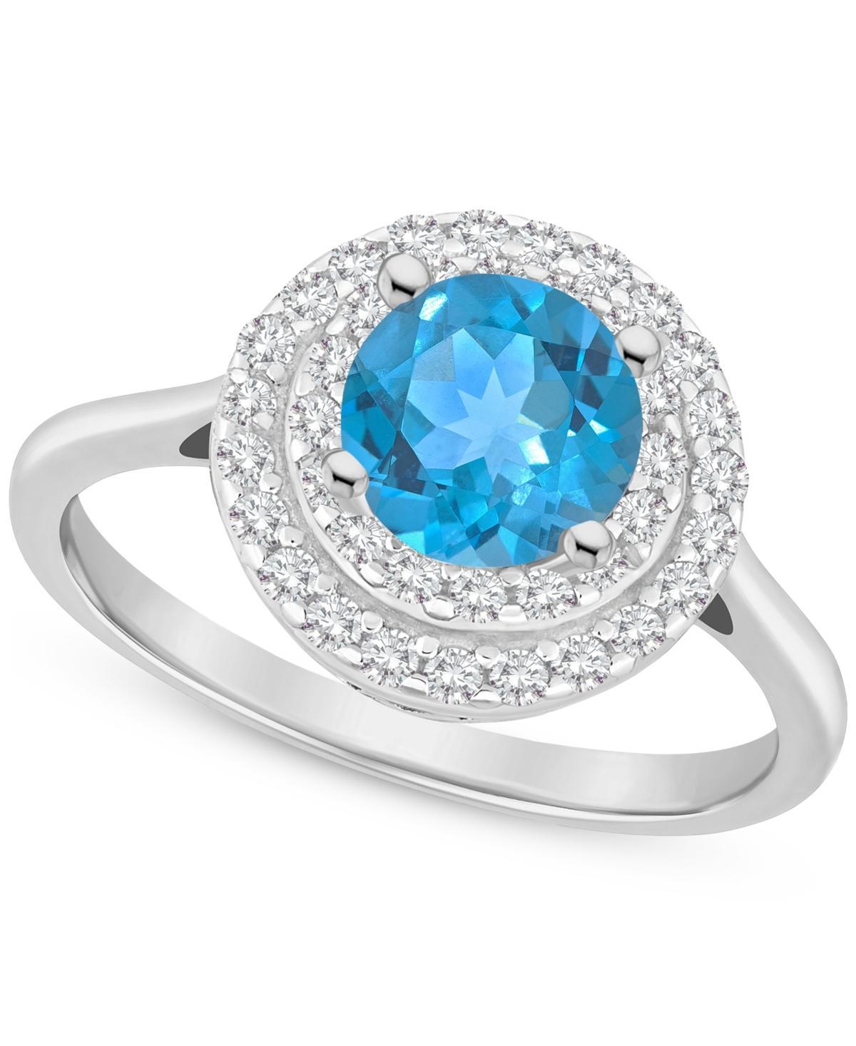 Celebration Gems Sterling Silver Round-Cut Garnet & White Topaz Double Halo Ring, Women's, Size: 7 Product Image