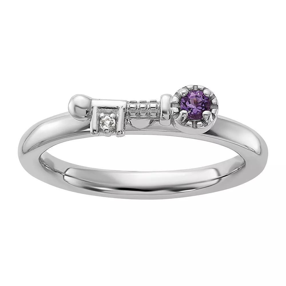 Stacks & Stones Sterling Silver Stackable Gemstone Key Ring, Women's, Size: 9, Purple Product Image