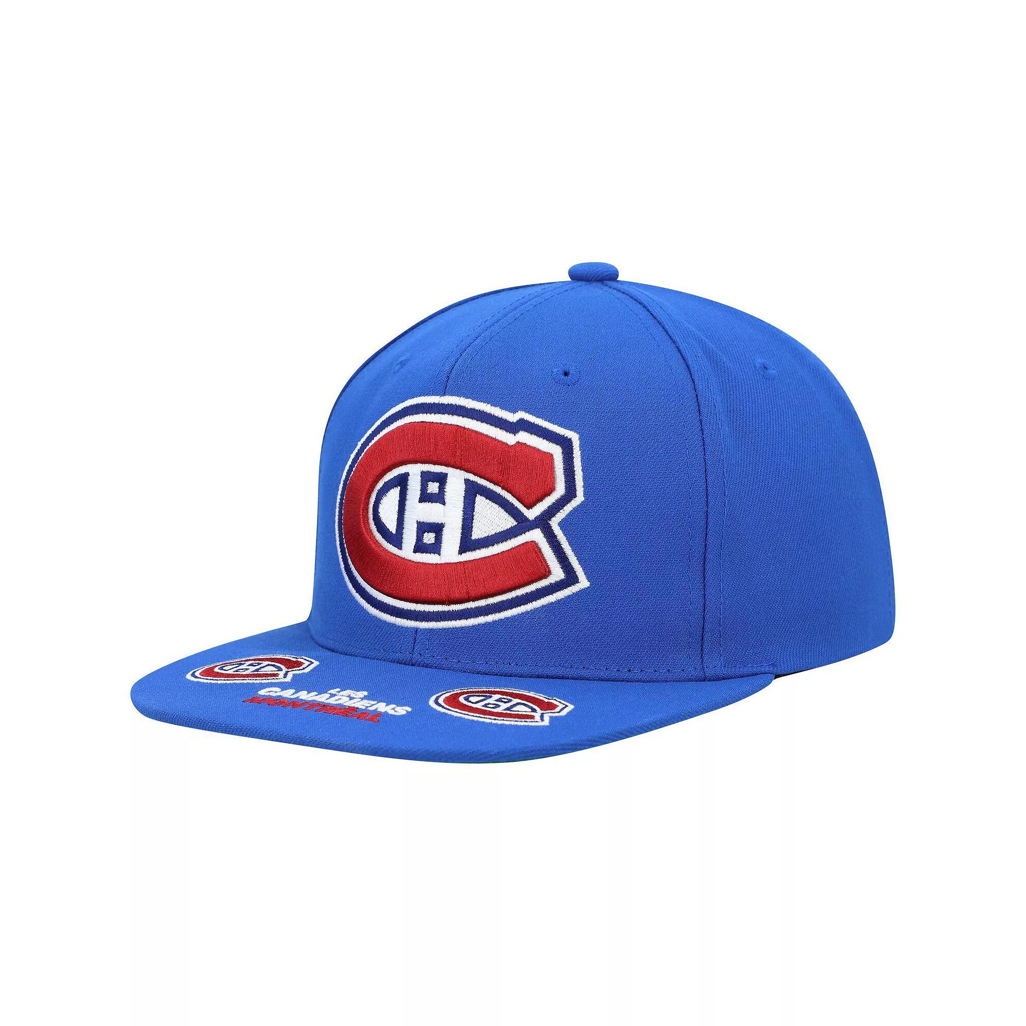 Men's Mitchell & Ness Blue Montreal Canadiens Vintage Hat Trick Snapback Hat, Cnd Blue Product Image