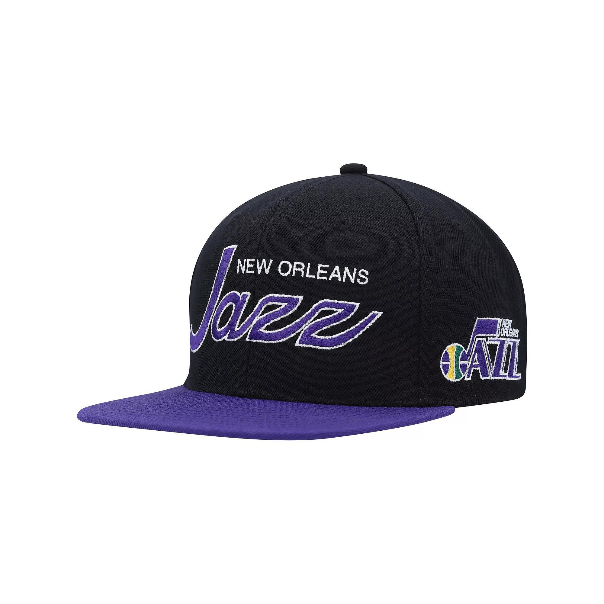 Mens Mitchell & Ness Black Utah Jazz Hardwood Classics MVP Team Script 2.0 Snapback Hat Product Image