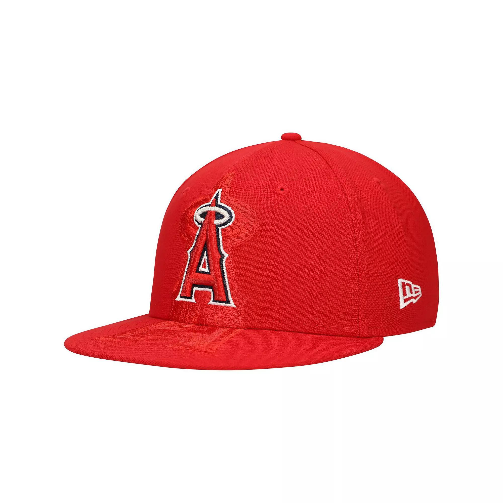 Men's New Era Red Los Angeles Angels Shadow Logo 59FIFTY Fitted Hat, Size: 7 3/8 Product Image