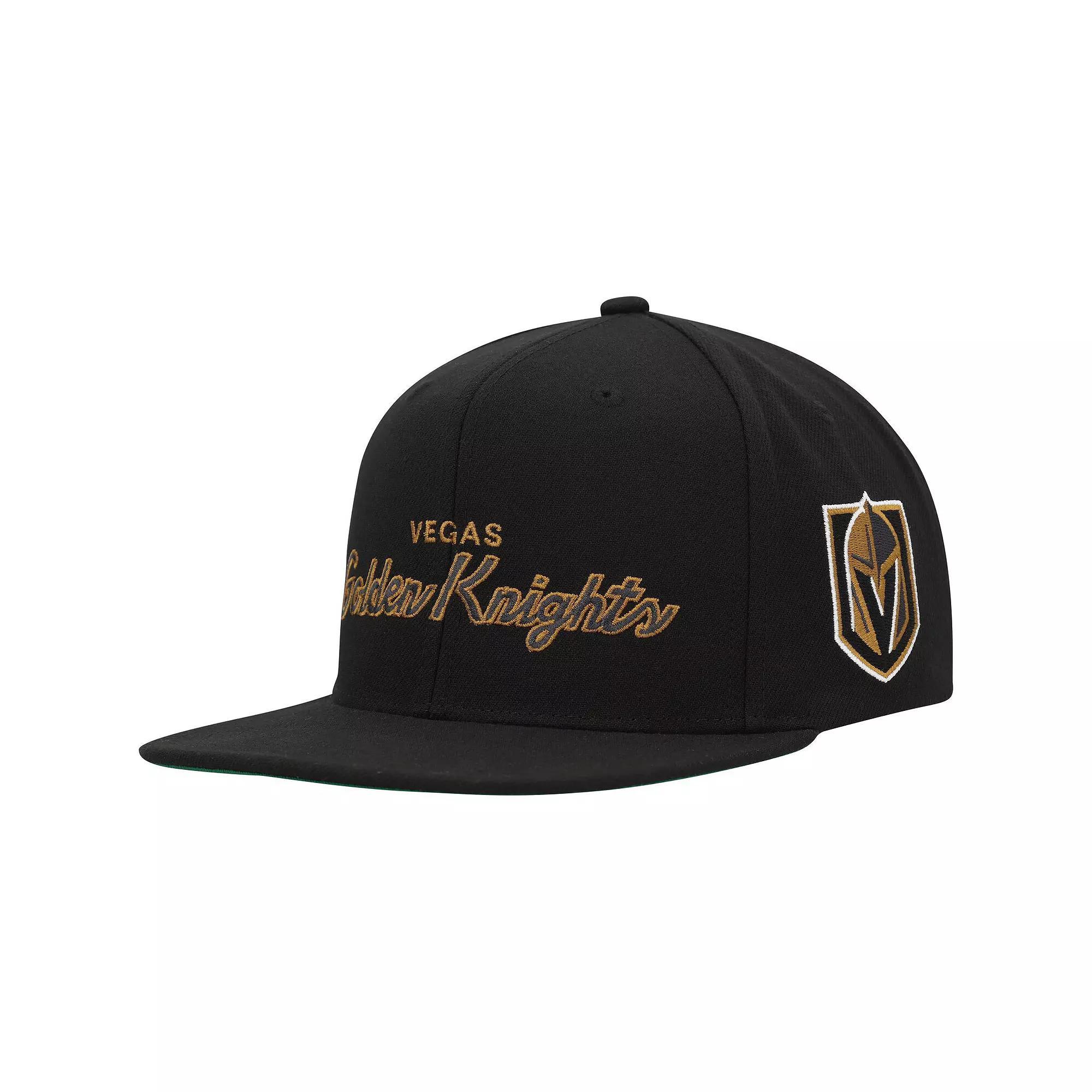 Men's Mitchell & Ness Black Vegas Golden Knights Core Team Script 2.0 Snapback Hat, Lvk Black Product Image