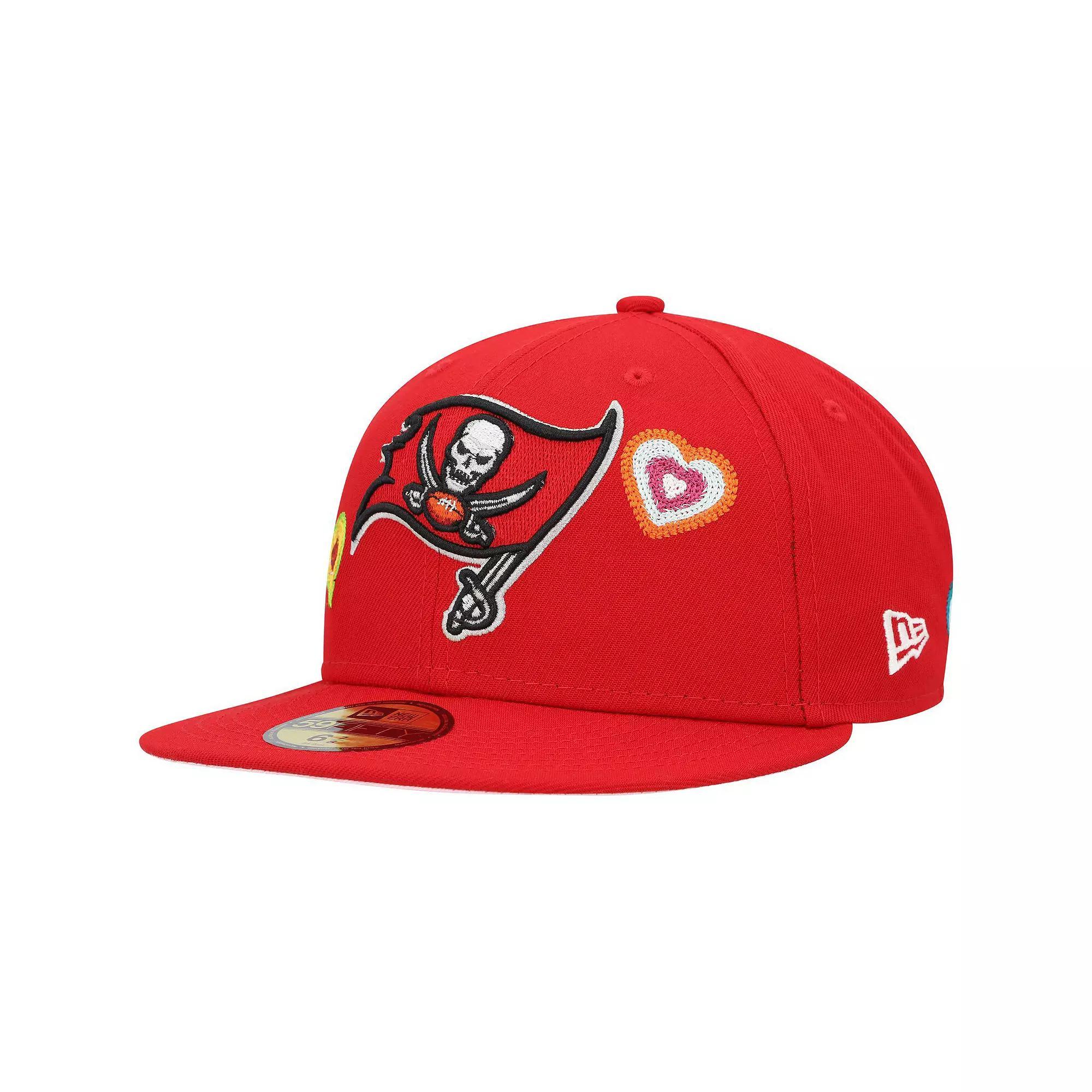Men's New Era Scarlet Tampa Bay Buccaneers Chain Stitch Heart 59FIFTY Fitted Hat, Size: 7, Red Product Image