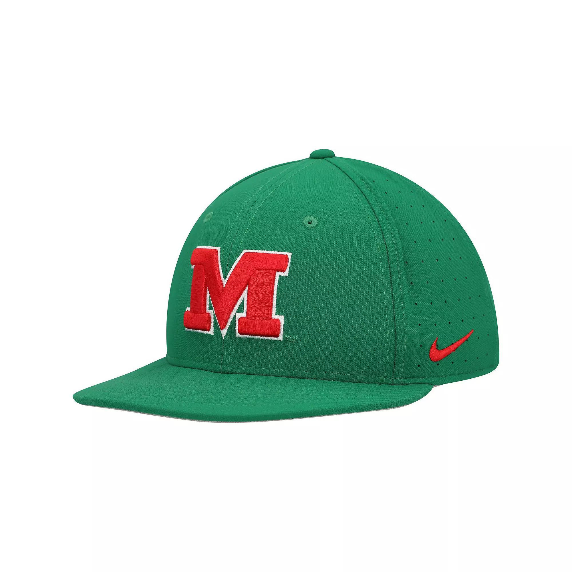 Men's Nike Green Ole Miss Rebels Aero True Baseball Performance Fitted Hat, Size: 7 1/8 Product Image