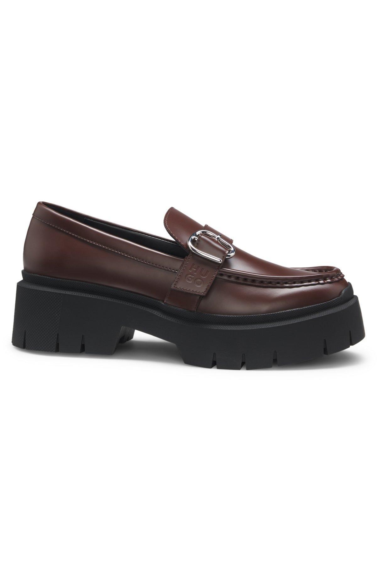 Leather loafers with buckled strap Product Image