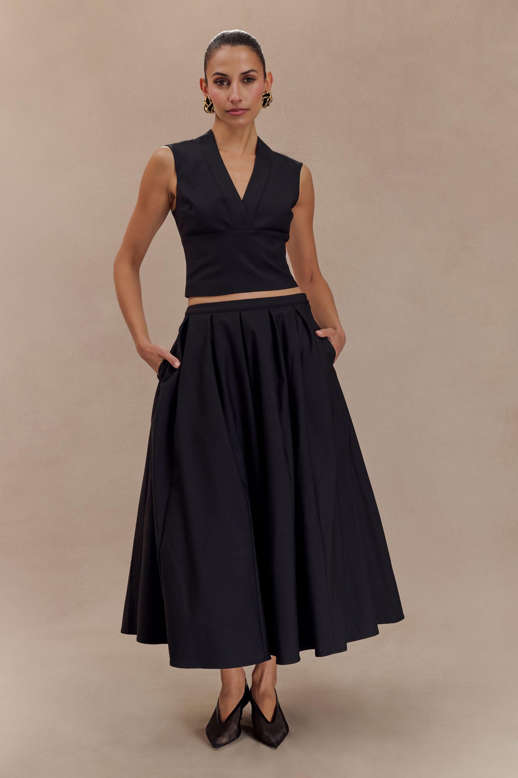 Jemima Sleeveless Cross Over Top - Black Product Image