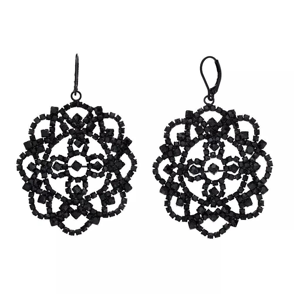 Simply Vera Vera Wang Lace Pattern Simulated Stone Drop Earrings, Womens, Black Product Image