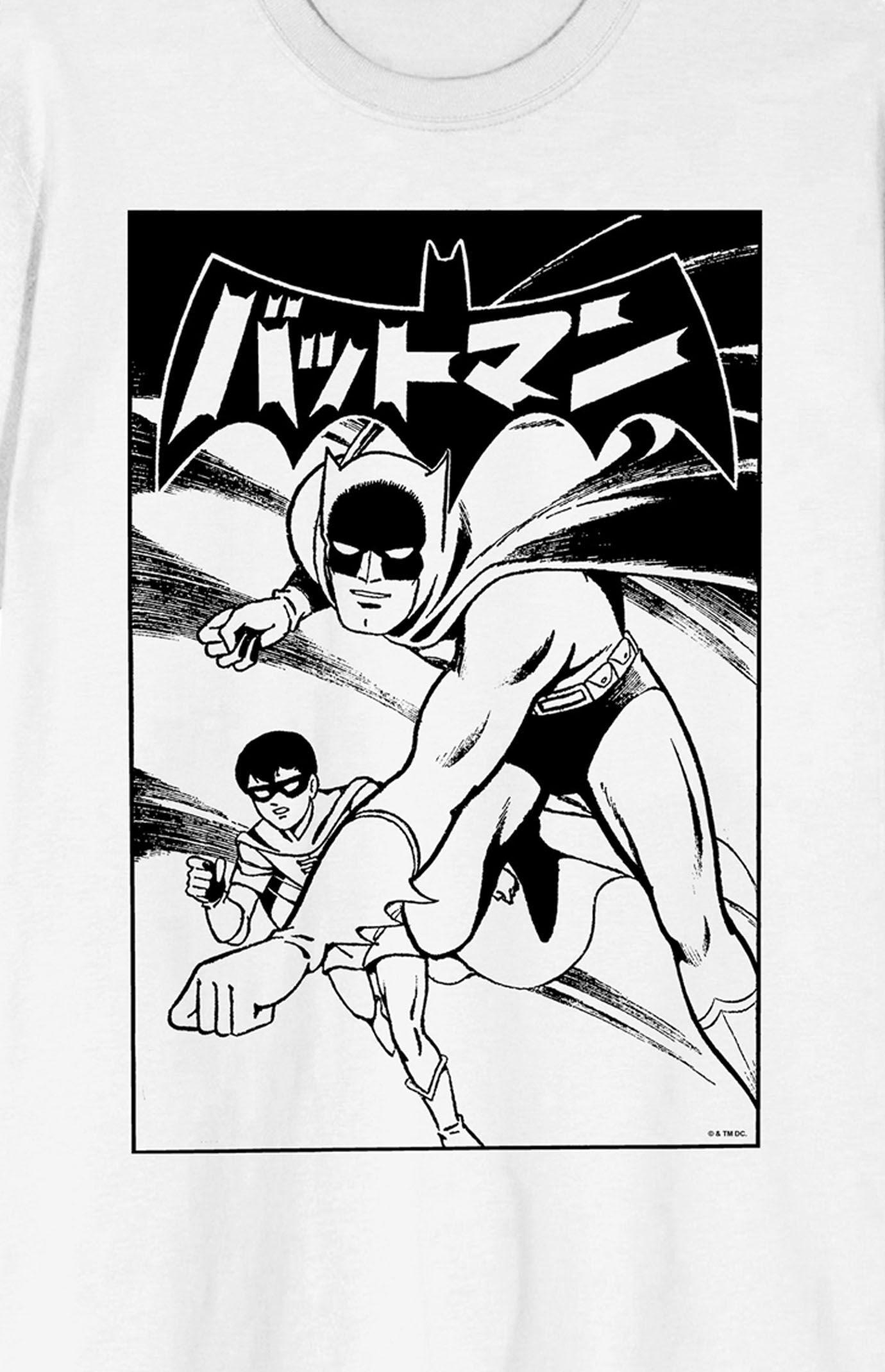 Men's Batmanga Manga Cover Art Short Sleeve Graphic Tee, Size: XL, White Product Image