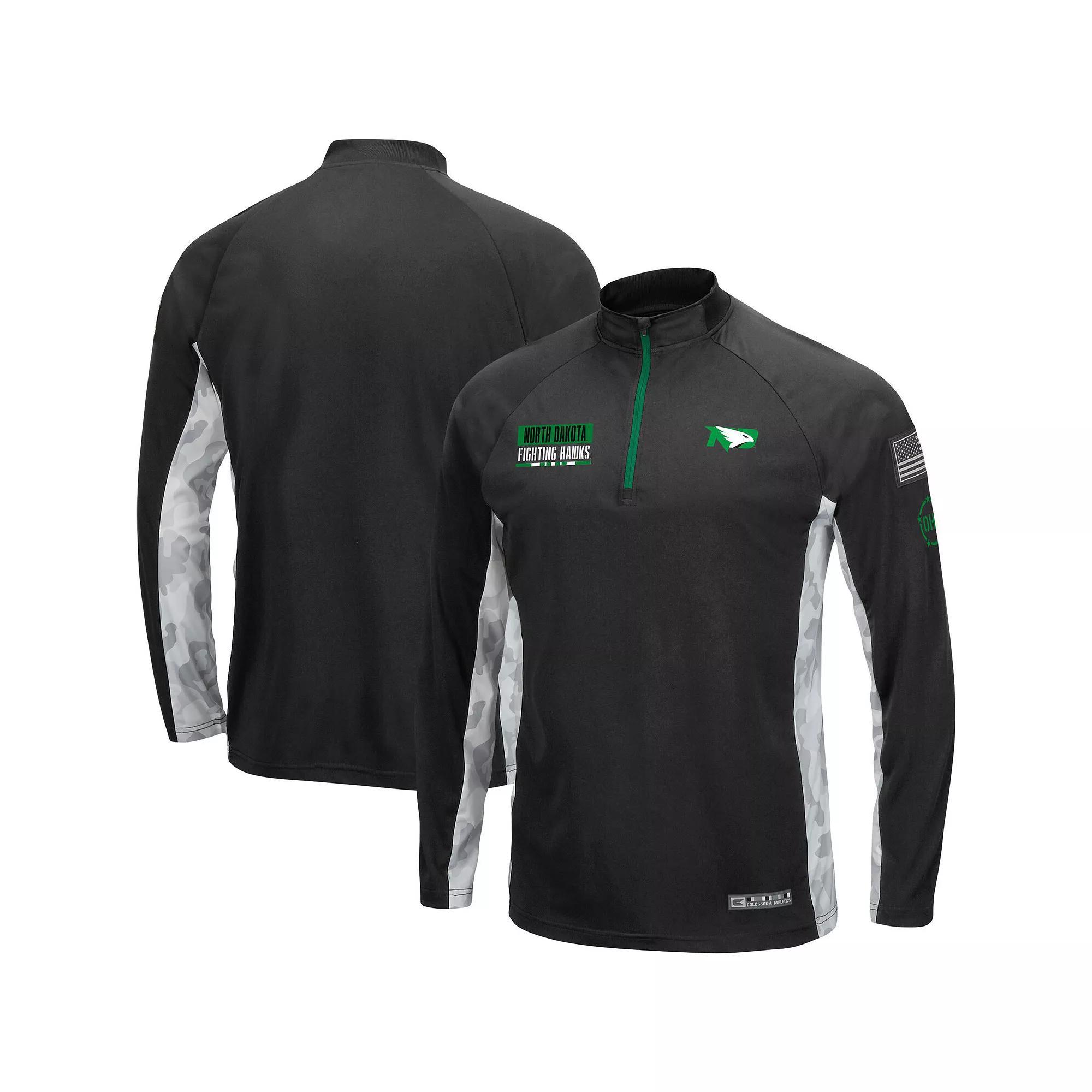 Men's Colosseum Black/Camo North Dakota OHT Military Appreciation Snow Cruise Raglan Quarter-Zip Top, Size: Large, Und Black Product Image