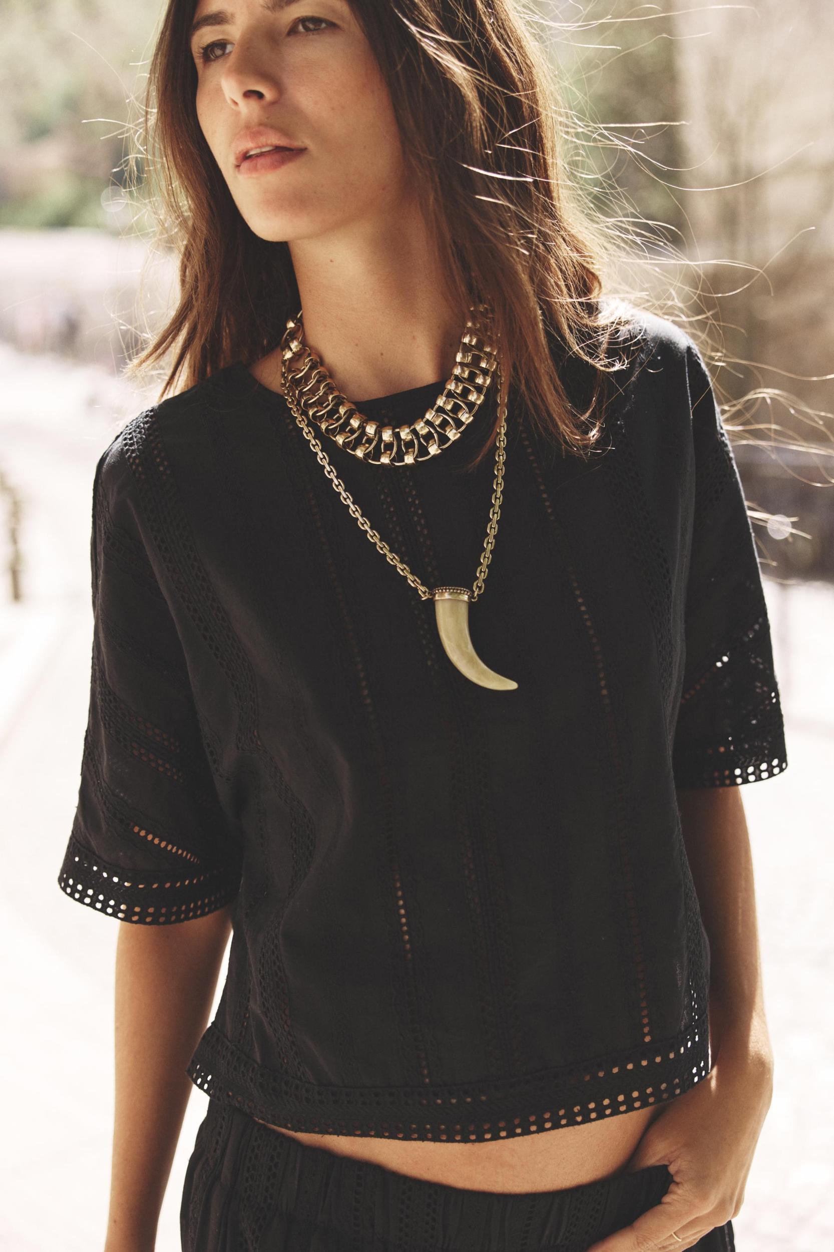 EMBROIDERED EYELET BLOUSE Product Image