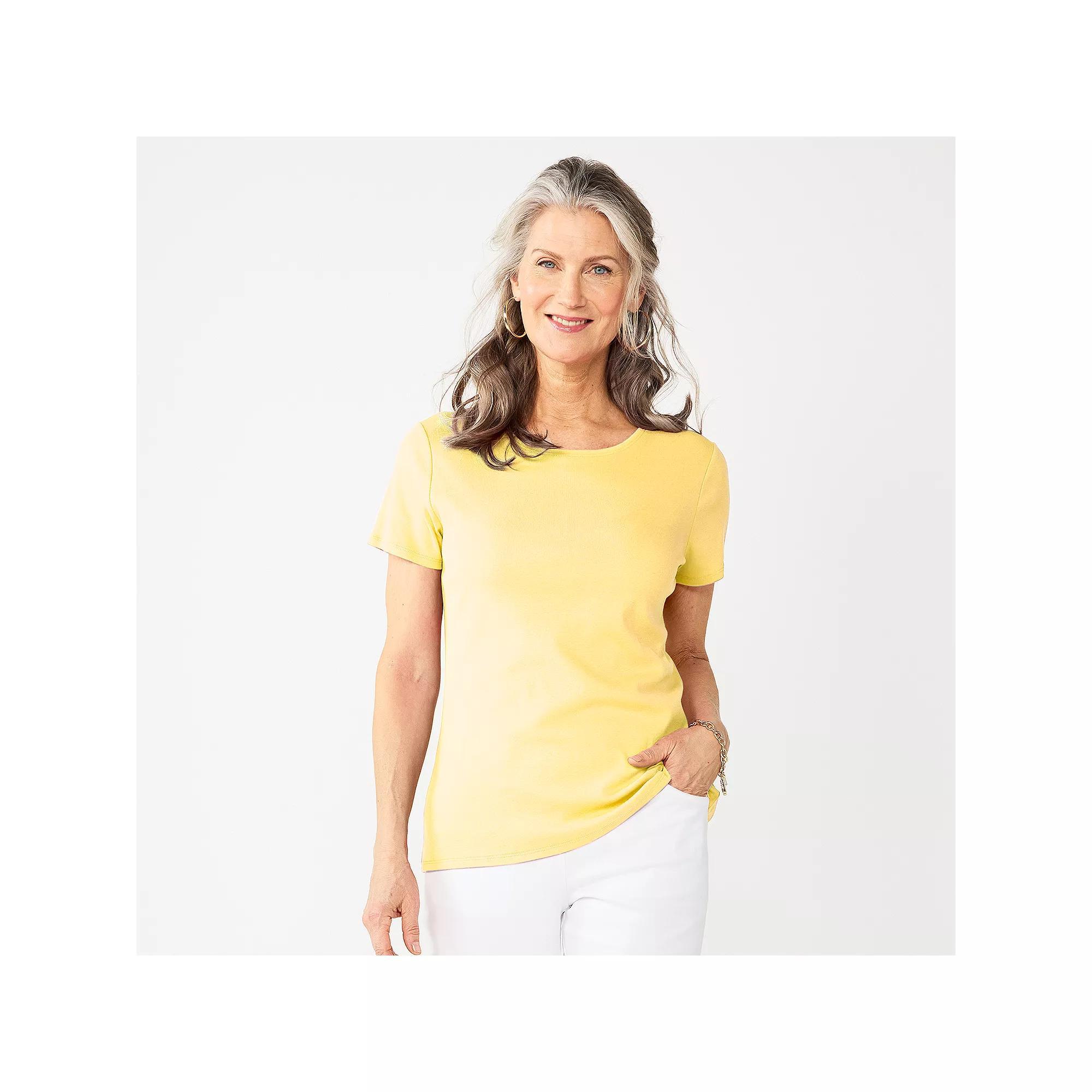Womens Croft & Barrow Essential Crewneck Tee Yellow Yellow Product Image
