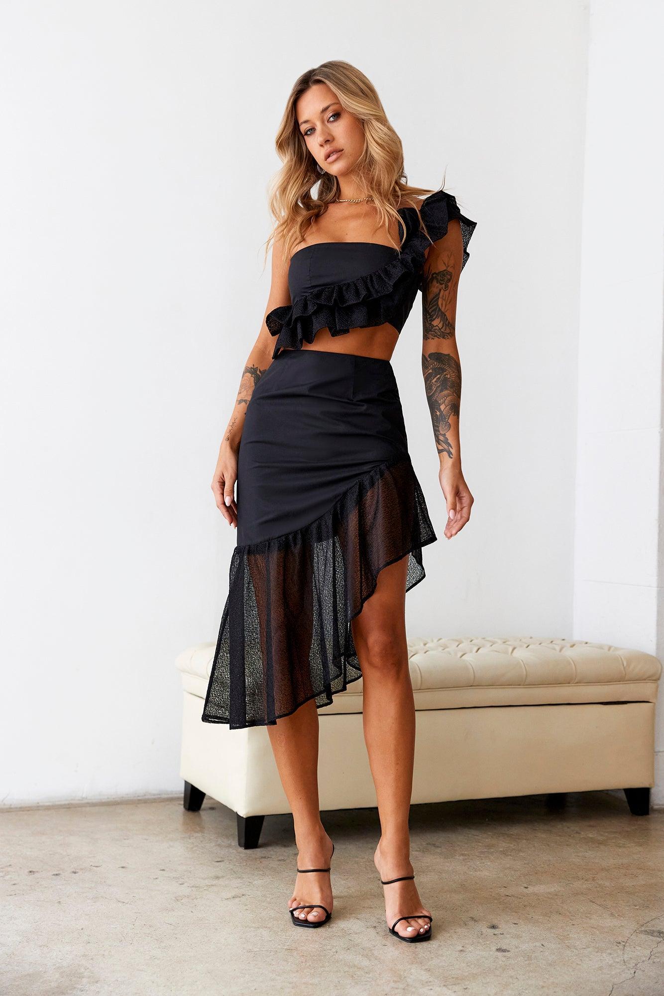 SUR BELLE Key To Wonderland Midi Skirt Black Product Image