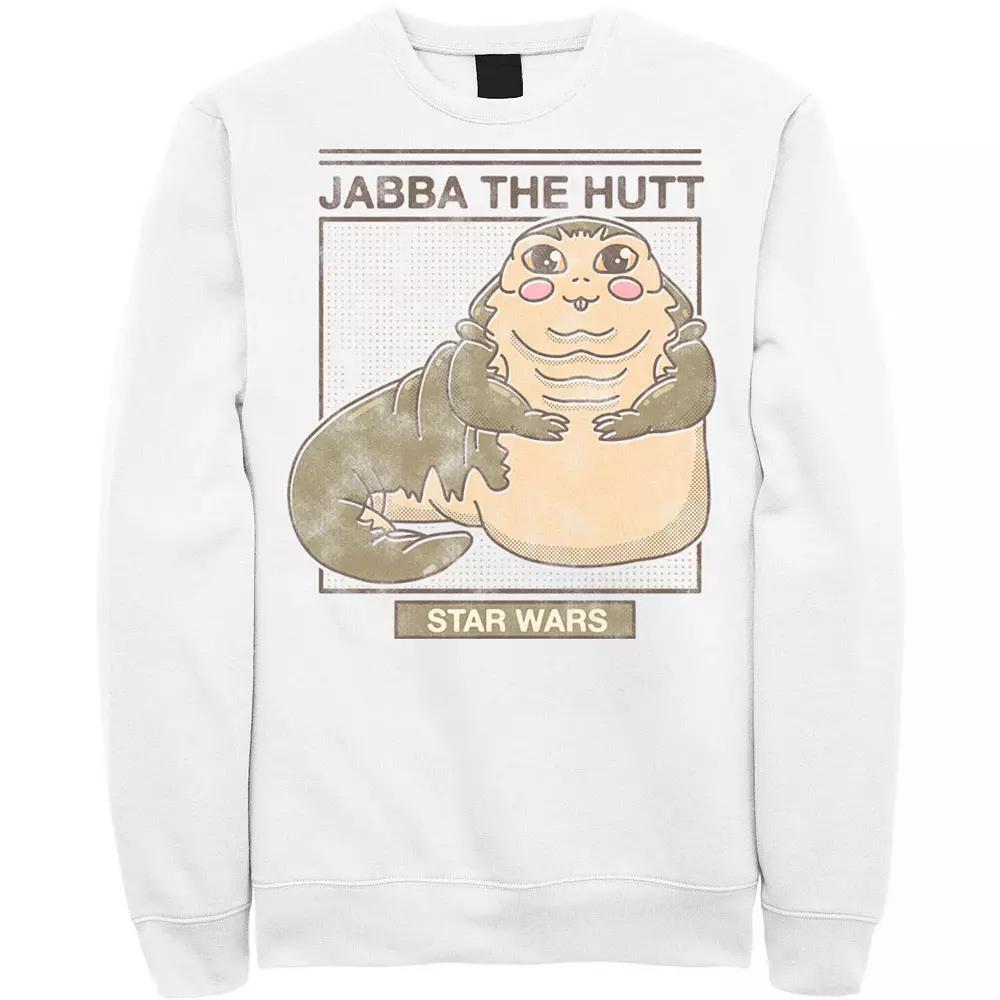 Men's Star Wars Jabba The Hutt Cartoon Cute Portrait Grid Sweatshirt, Size: XL, Athletic Grey Product Image