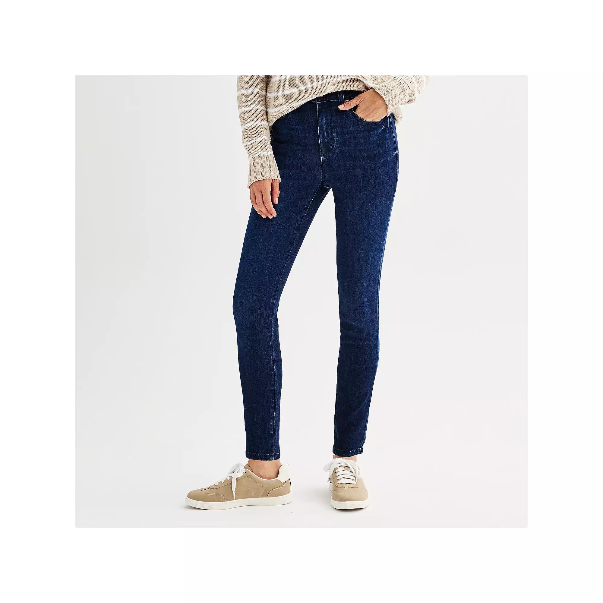 Petite Sonoma Goods For Life® High Rise Skinny Jeans, Women's, Size: 12 Petite, Dark Blue Product Image