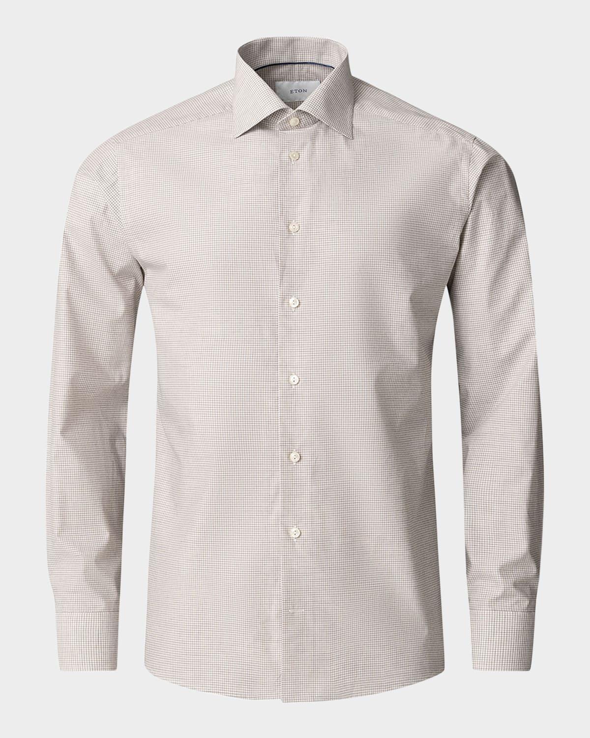 Mens Signature Twill Micro-Check Slim-Fit Dress Shirt Product Image