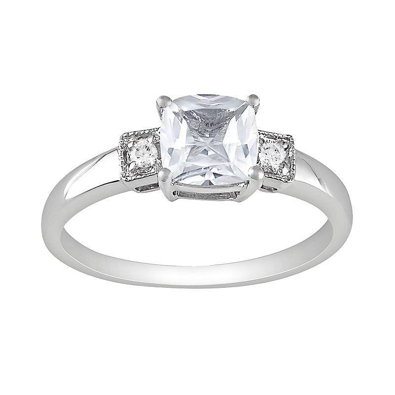 Stella Grace Sterling Silver Lab-Created White Sapphire and Diamond Accent Ring, Women's, Size: 9 Product Image