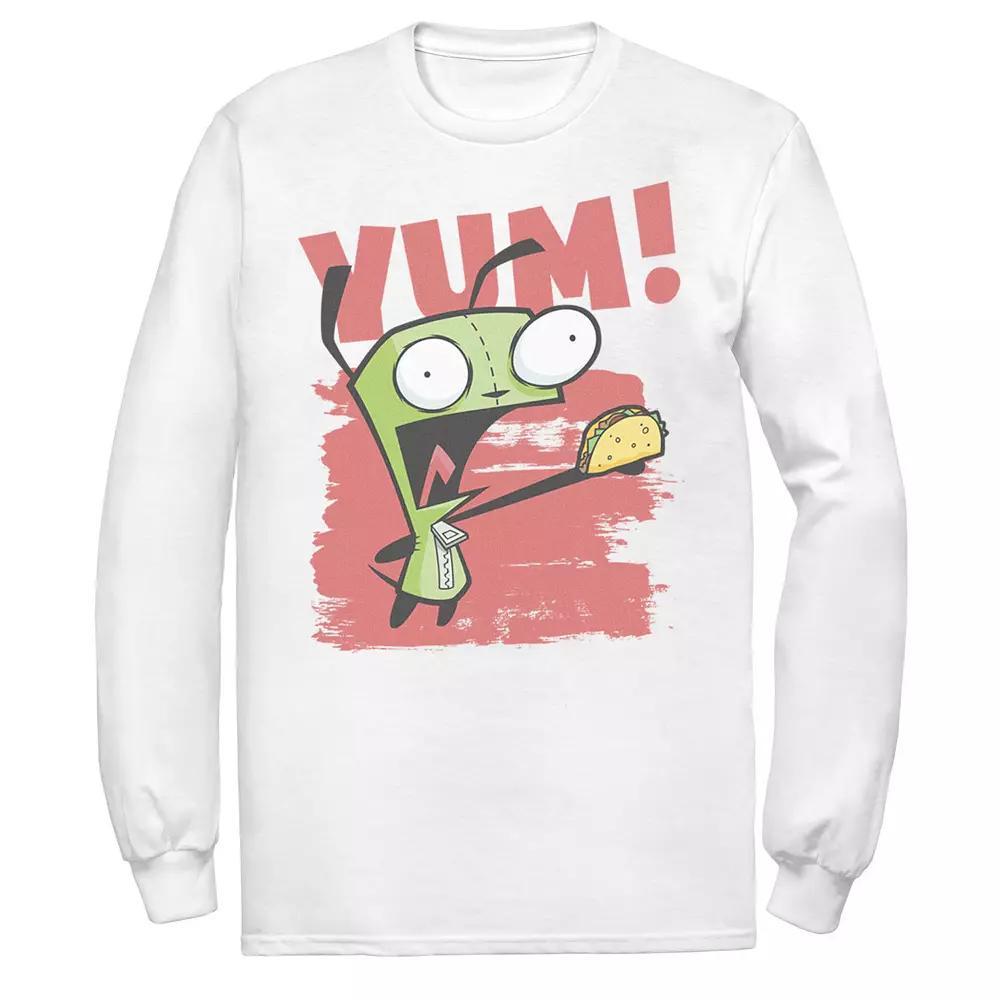 Men's Nickelodeon Invader Zim Gir Screaming Yum! Taco Portrait Long Sleeve Graphic Tee, Size: Medium, Athletic Grey Product Image
