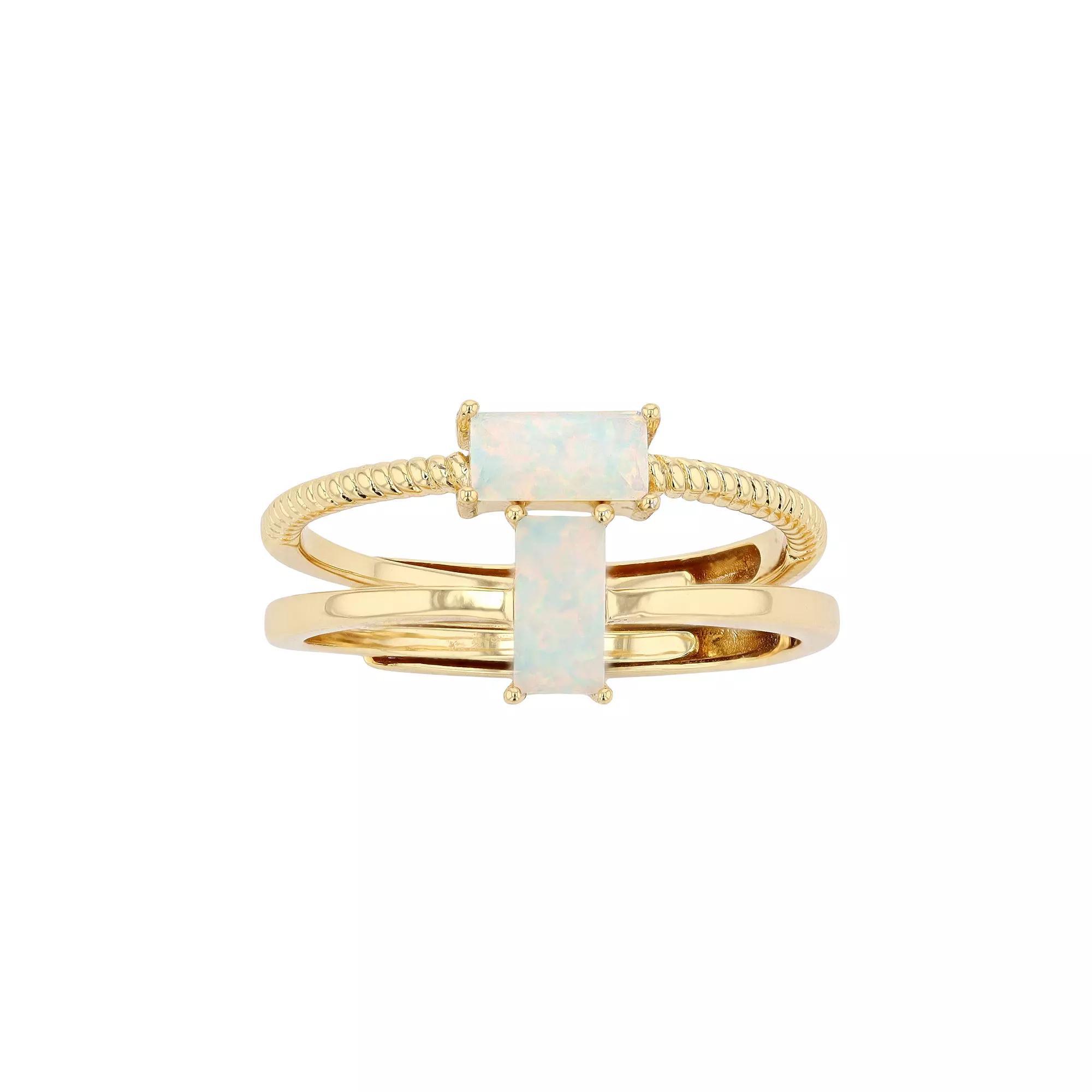 City Luxe Birthstone Simulated Gemstone Duo Ring Set, Women's, Gold Tone October Product Image