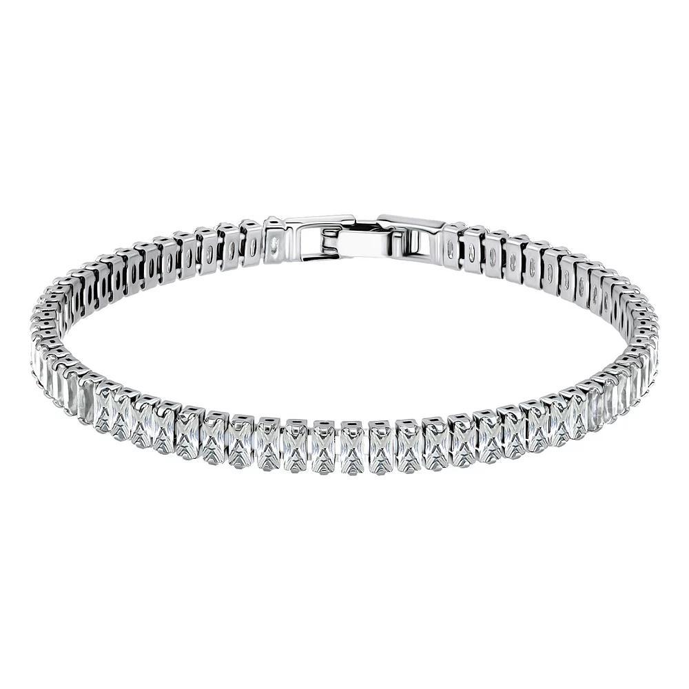 Aleure Precioso Sterling Silver Plated Cubic Zirconia Tennis Bracelet, Women's, Size: 7.25", Silver Tone Product Image
