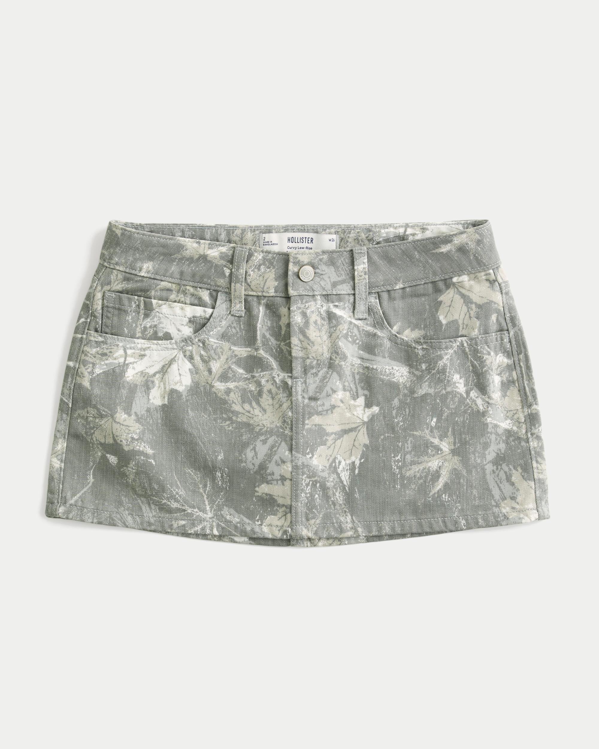 Curvy Low-Rise Medium Wash Denim Mini Skort Product Image