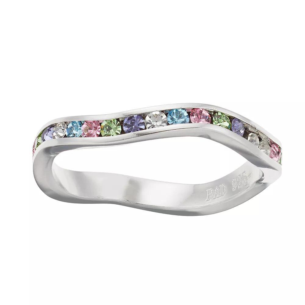 Traditions Jewelry Company Rainbow Wavy Ring with Crystals, Women's, Size: 7, Silvertone Product Image