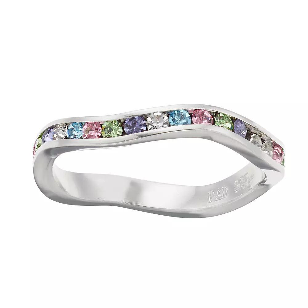 Traditions Jewelry Company Rainbow Wavy Ring with Crystals, Women's, Size: 7, Silvertone Product Image