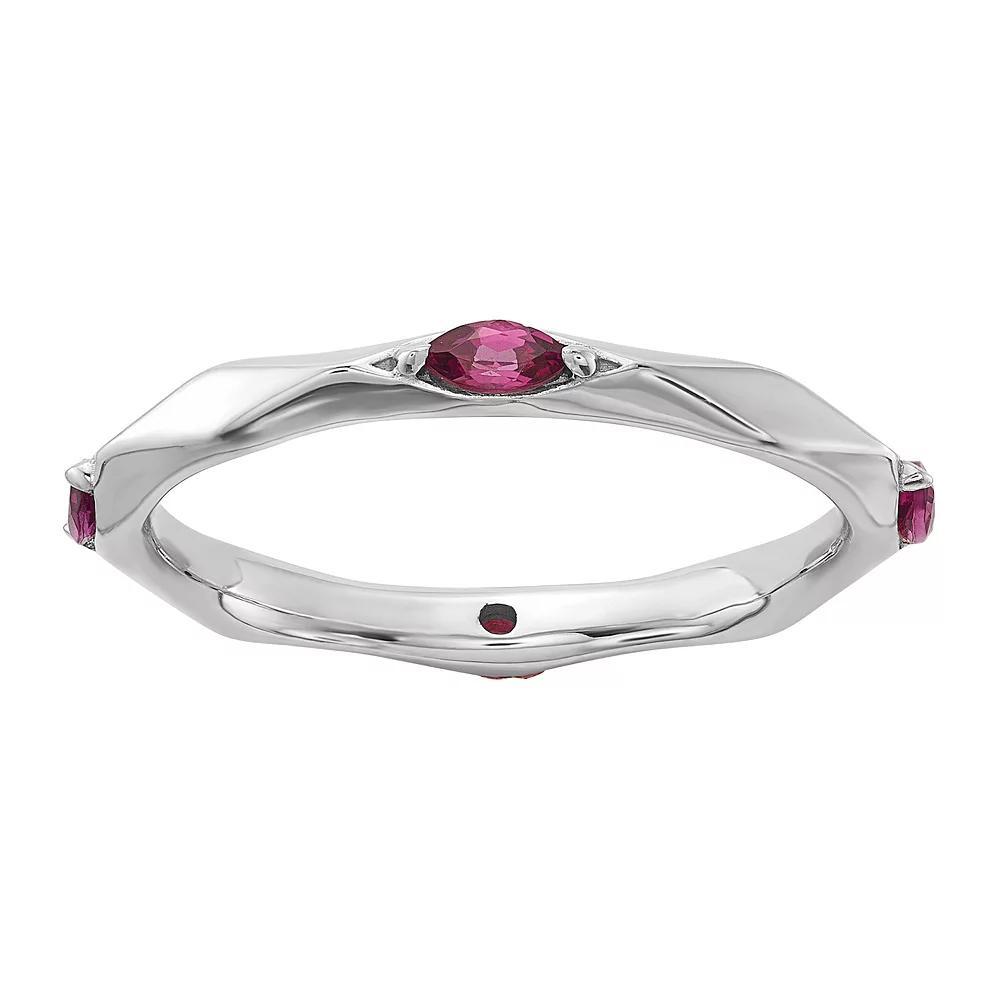 Stacks & Stones Sterling Silver Gemstone Stackable Ring, Women's, Size: 8, Red Product Image