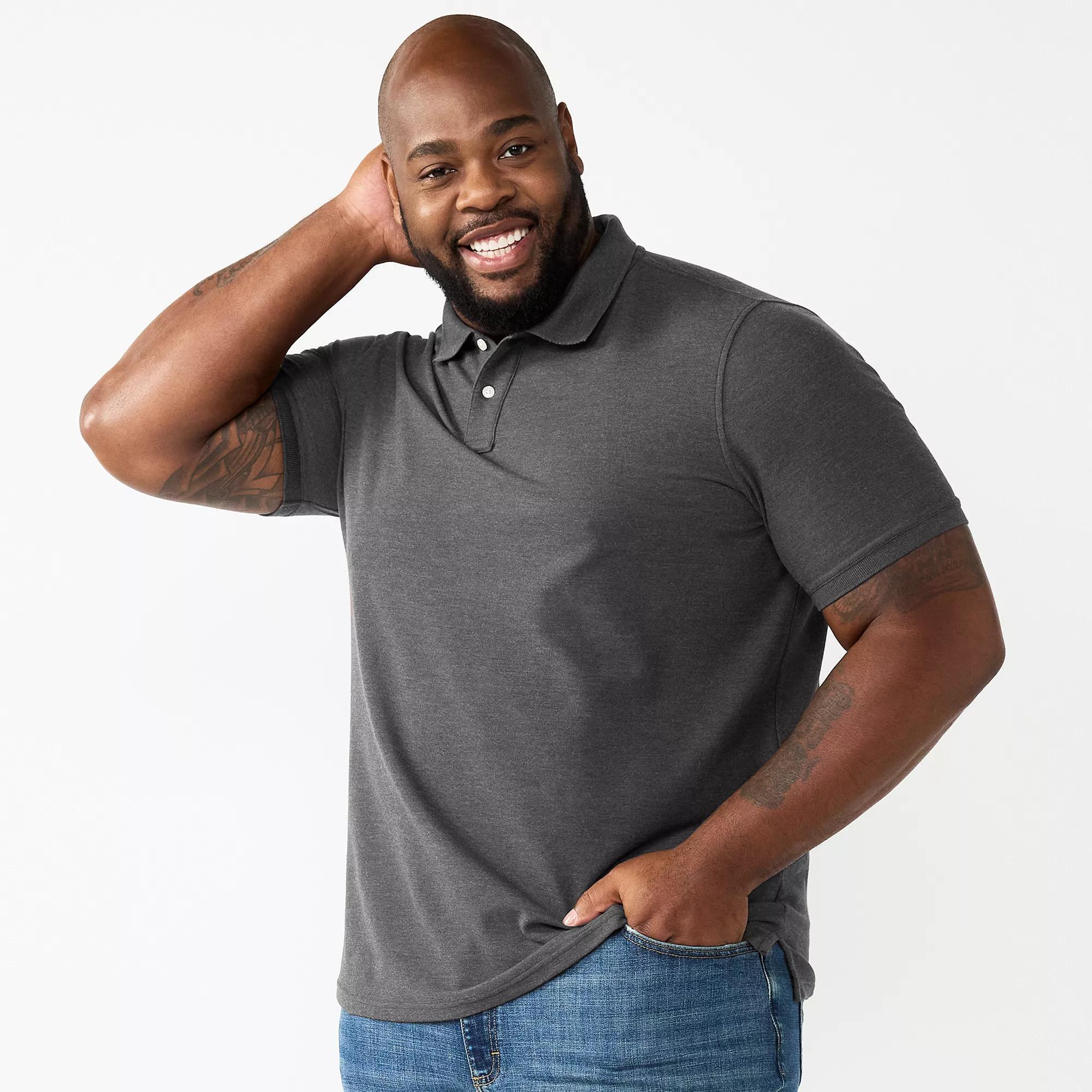 Big & Tall Sonoma Goods For Life® Pique Polo, Men's, Size: Large Tall, Black Copy Product Image