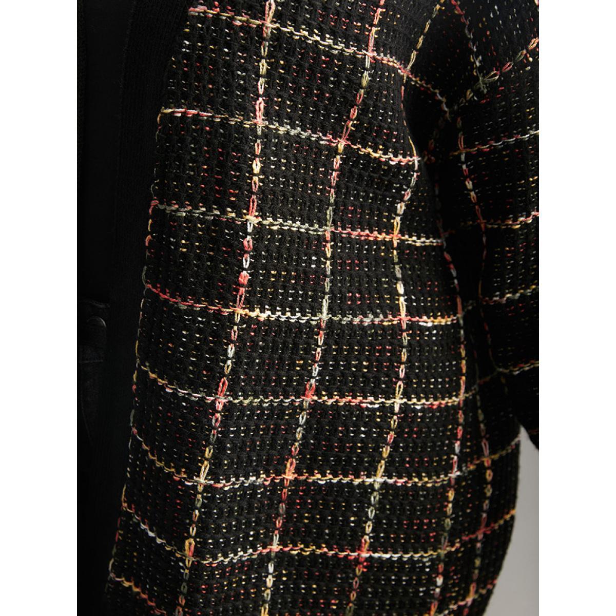 Plus Size Heather Plaid Elastic Cuffs Cardigan Multicolor Women Casual Loose Long Sleeve Festival-Christmas Cardigans BloomChic 18-20/2X Product Image
