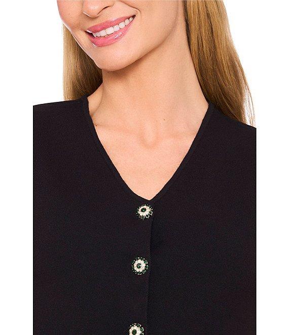 Cece Knit V-Neck Jewel Button Front Vest Product Image