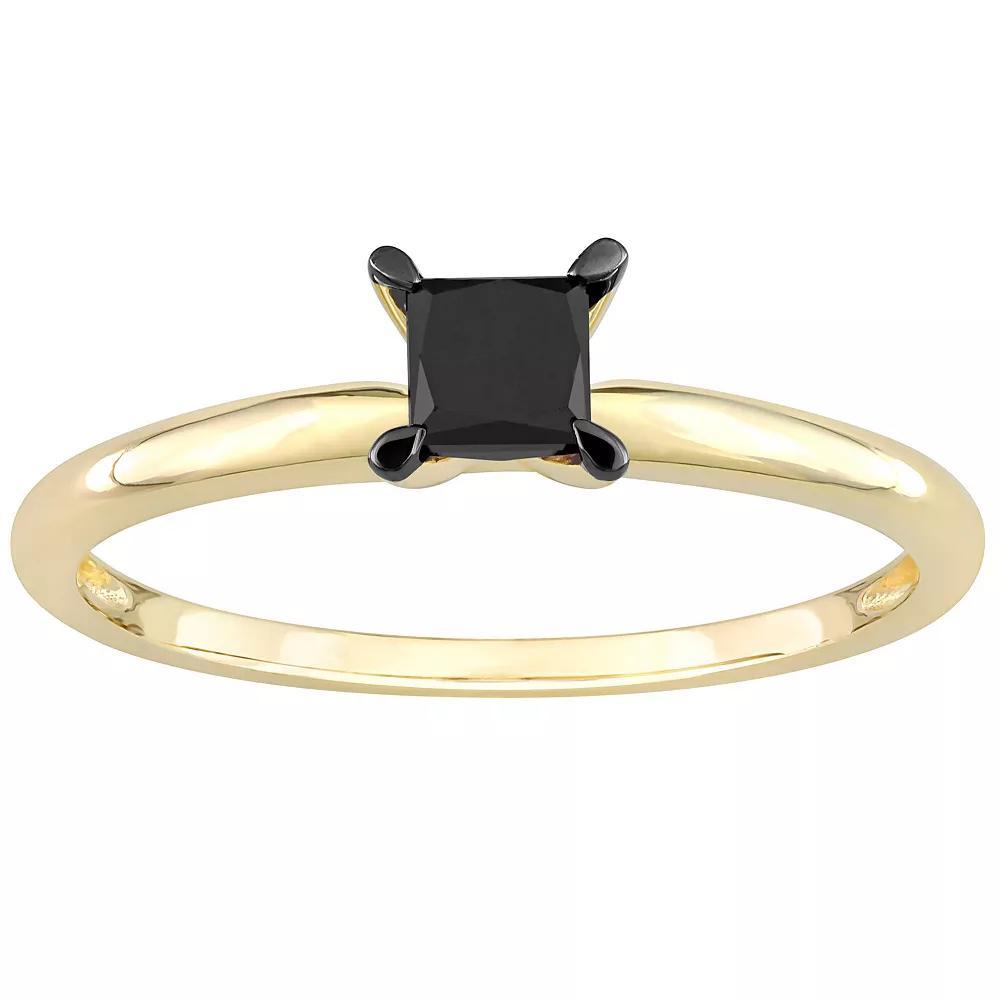 Stella Grace 14k Gold 1/2 Carat T.W. Princess Cut Black Diamond Solitaire Engagement Ring, Women's, Size: 7.50 Product Image