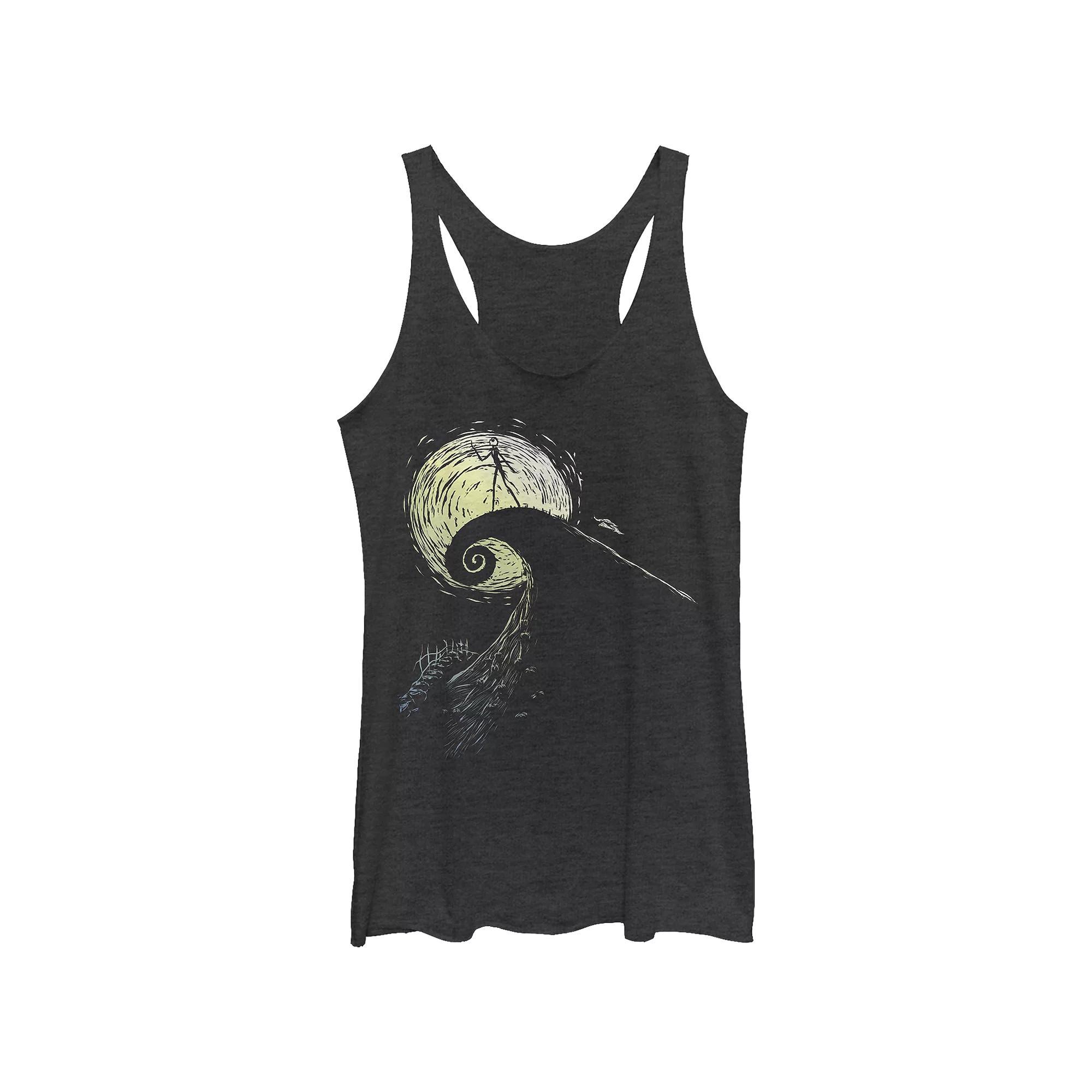 Disney's The Nightmare Before Christmas Jack Skellington On Spiral Hill Juniors' Racerback Tank Top, Girl's, Size: Medium, Black Grey Product Image