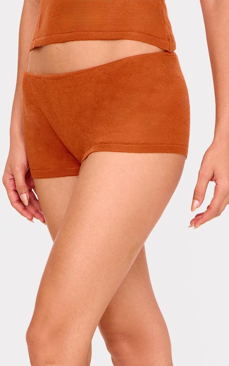 Rust Sheer Knit Hot Pants Product Image