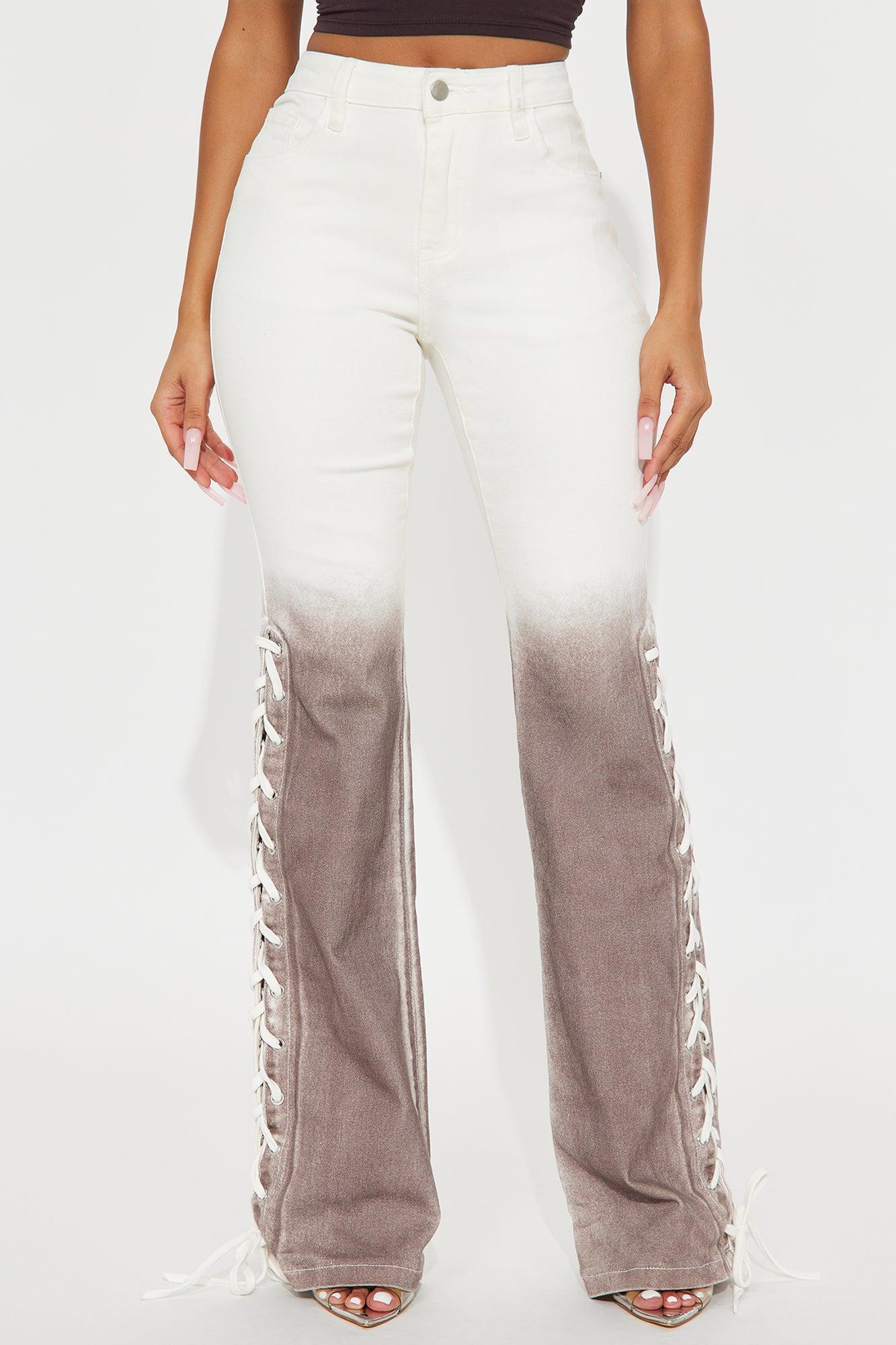 Voulez Vous Lace Up Flare Jeans - White Product Image