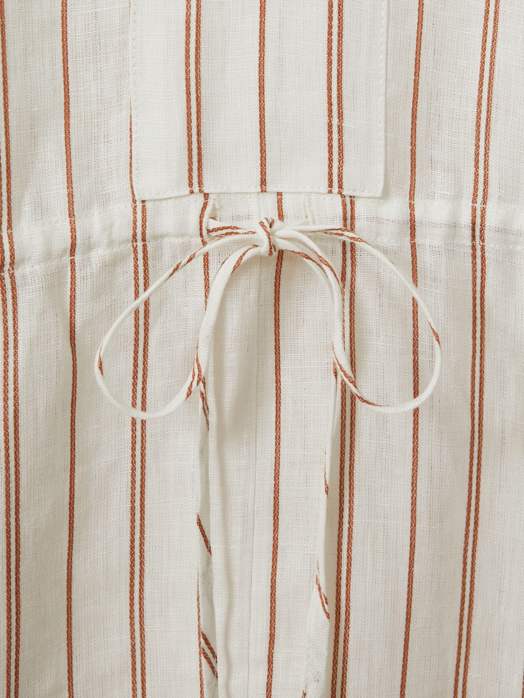 Linen-Cotton Striped Kaftan in Cream/Brown Product Image