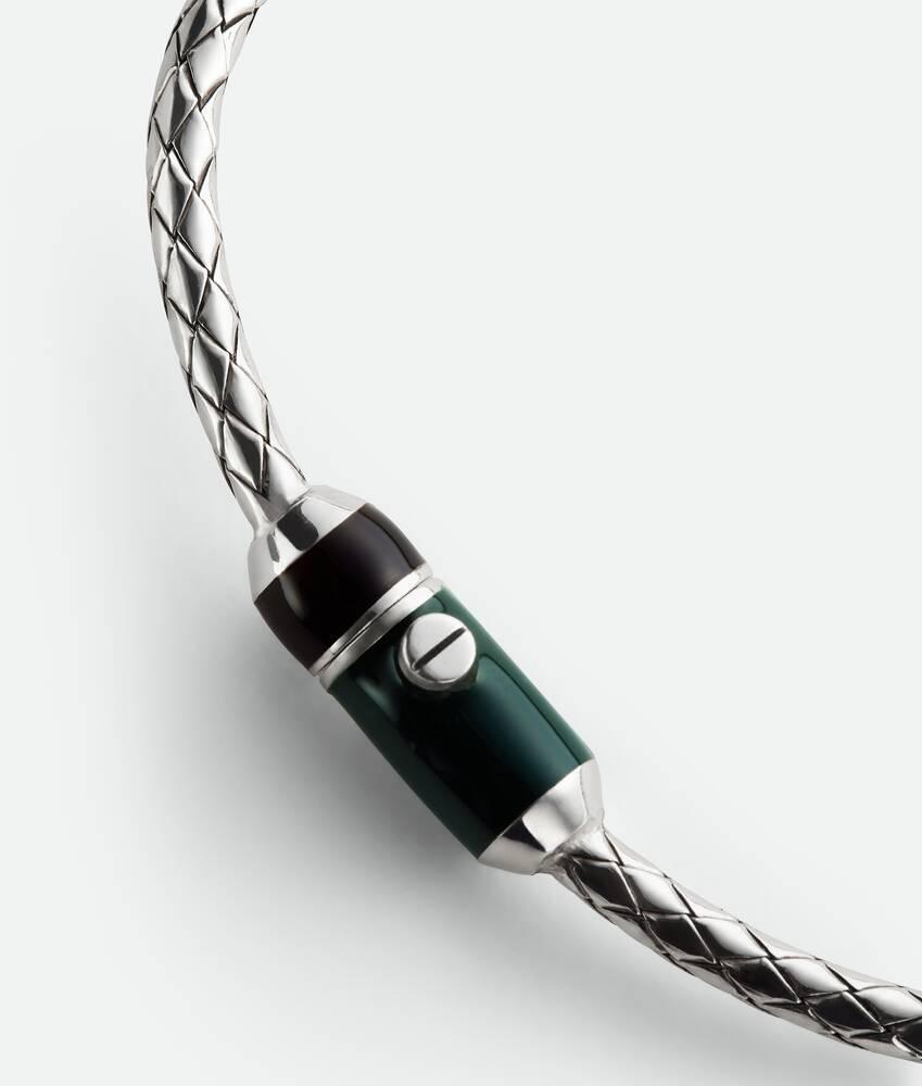 Men's Intreccio Bracelet in Black/emerald green Product Image