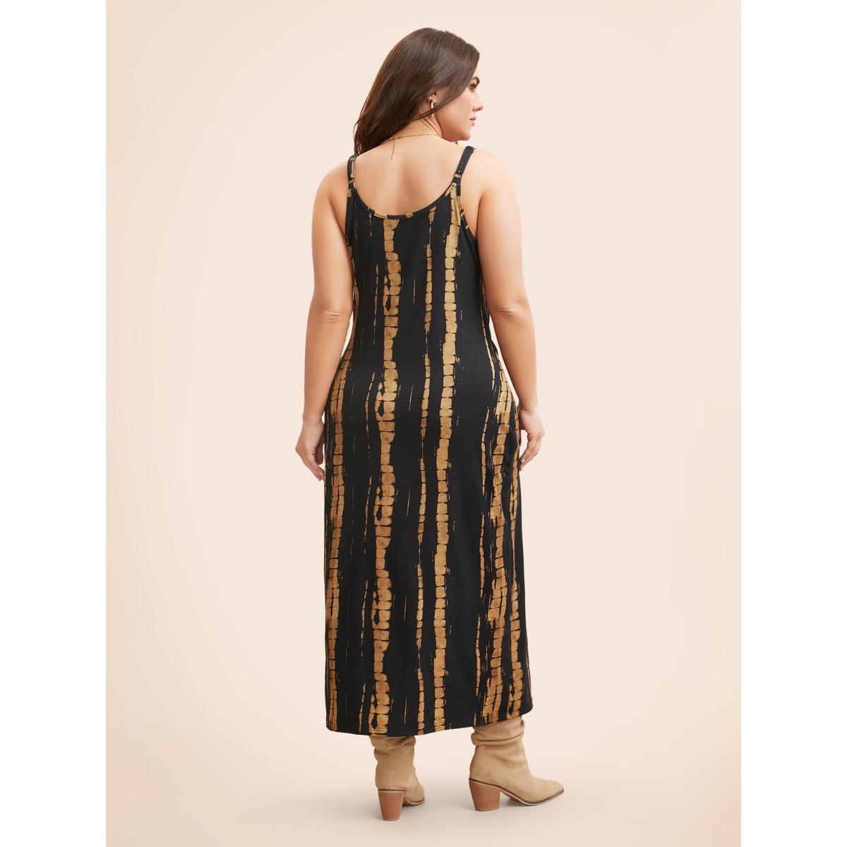 Plus Size Gradient Dyeing Slim Fit Cami Dress Black Women Casual Contrast V-neck Sleeveless Curvy BloomChic 18-20/2X Product Image