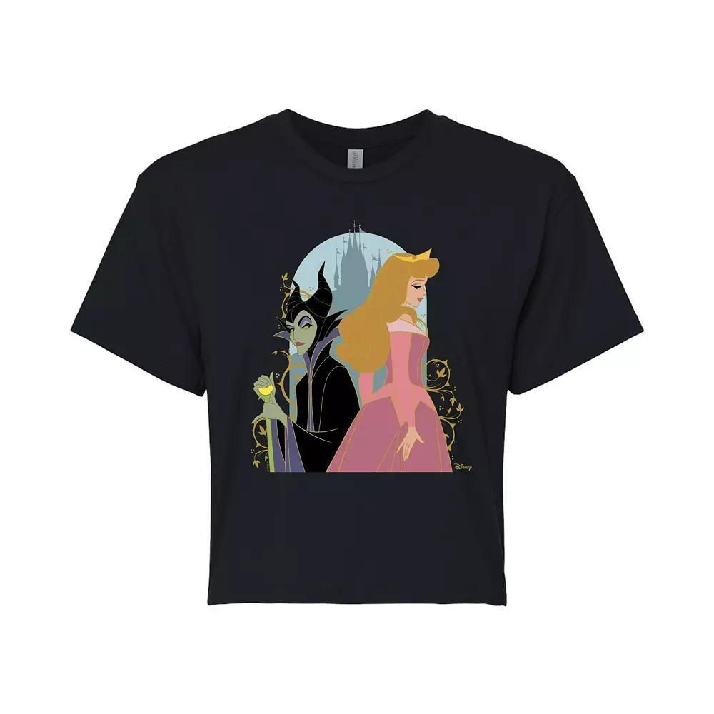 Disneys Sleeping Beauty Maleficent & Aurora Juniors Cropped Tee, Girls Product Image
