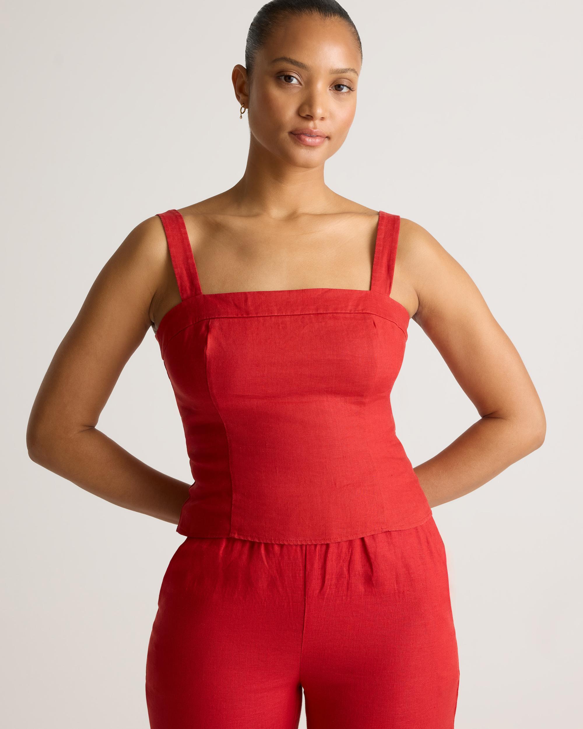 100% European Linen Fitted Tank Product Image