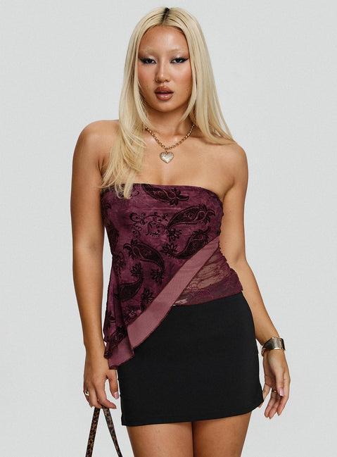 Lourde Strapless Top Wine Product Image