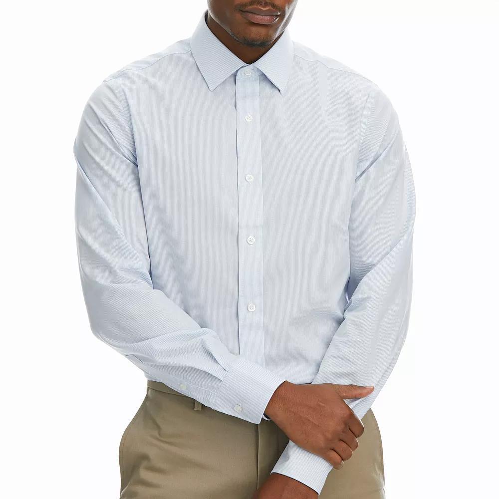 Men's Haggar® Premium Performance Slim Fit Dress Shirt, Size: 14.5-32/33, White Blue Stripe Product Image