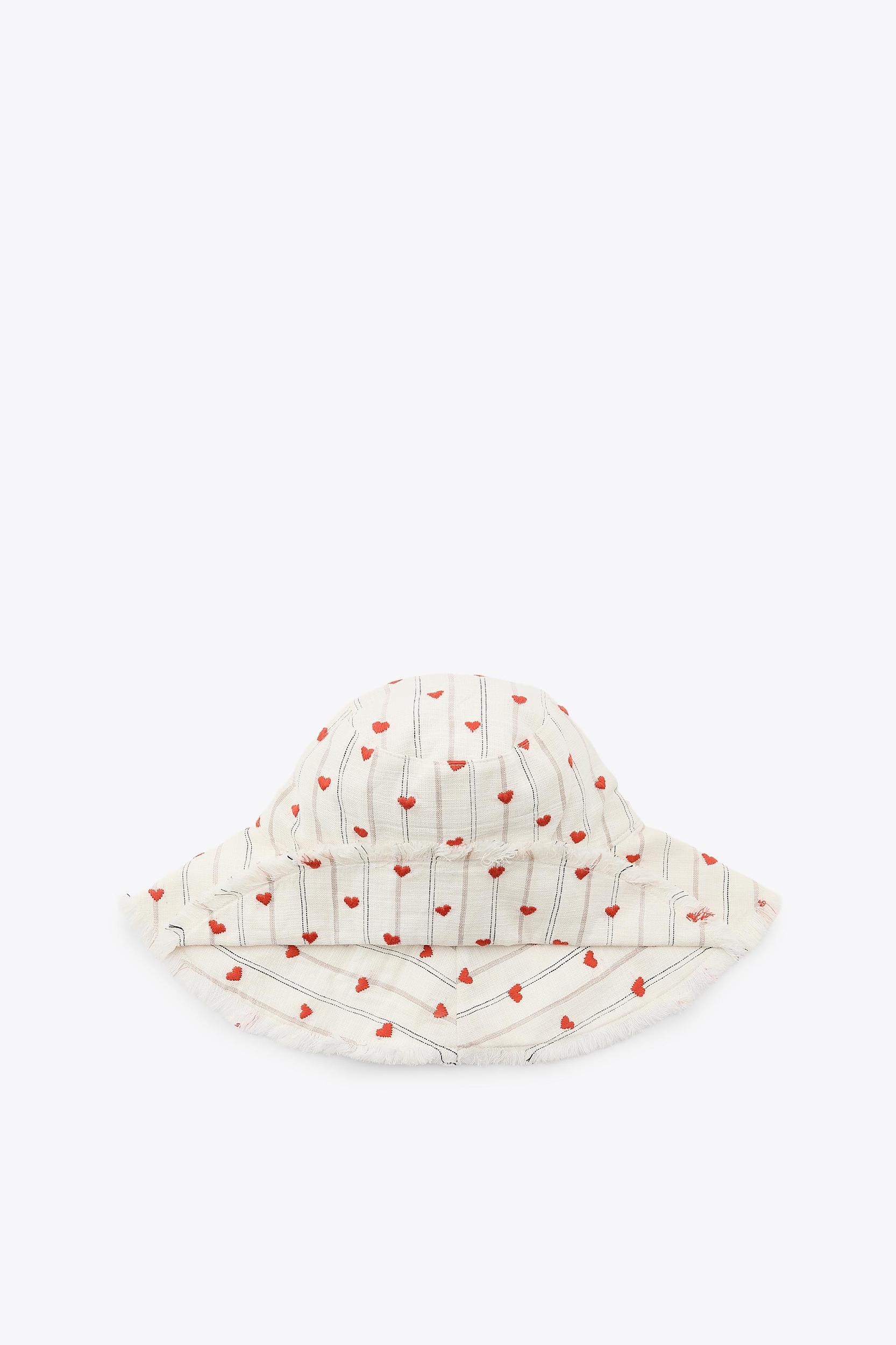 STRIPED HEART EMBROIDERED BUCKET HAT Product Image