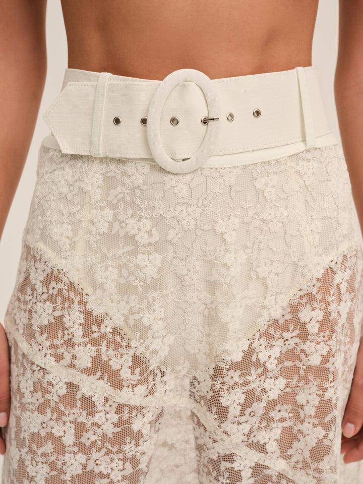 Ciao Lace Maxi Skirt — White Product Image