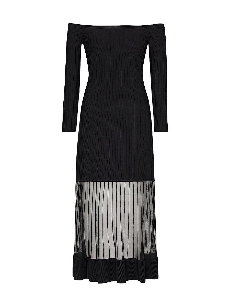 Womens Ots Sheer Knit Off-Shoulder Midi-Dress Product Image