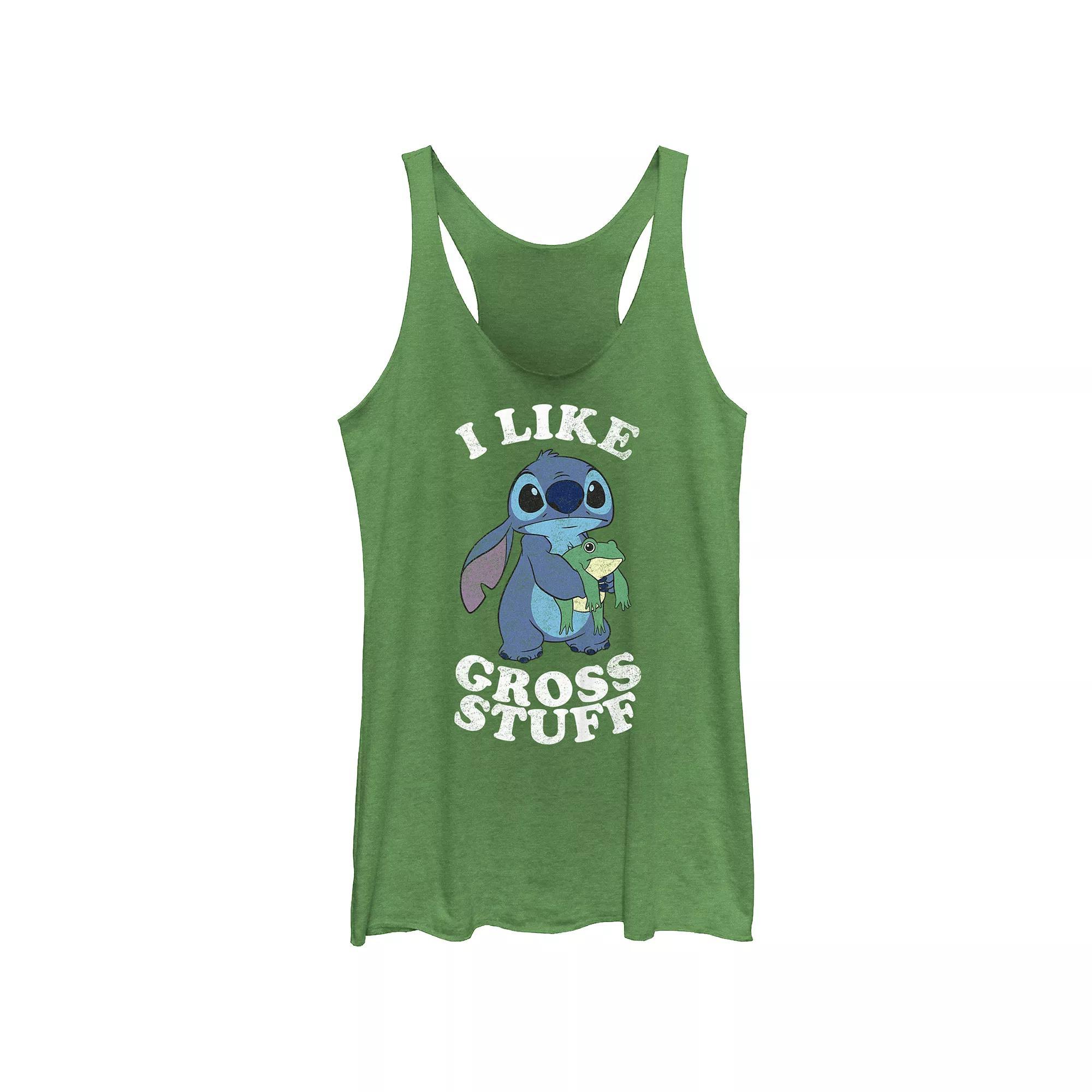 Disney's Lilo & Stitch I Like Gross Stuff Like Frogs Juniors' Tri-Blend Racerback Tank Top, Girl's, Size: Medium, Envy Product Image