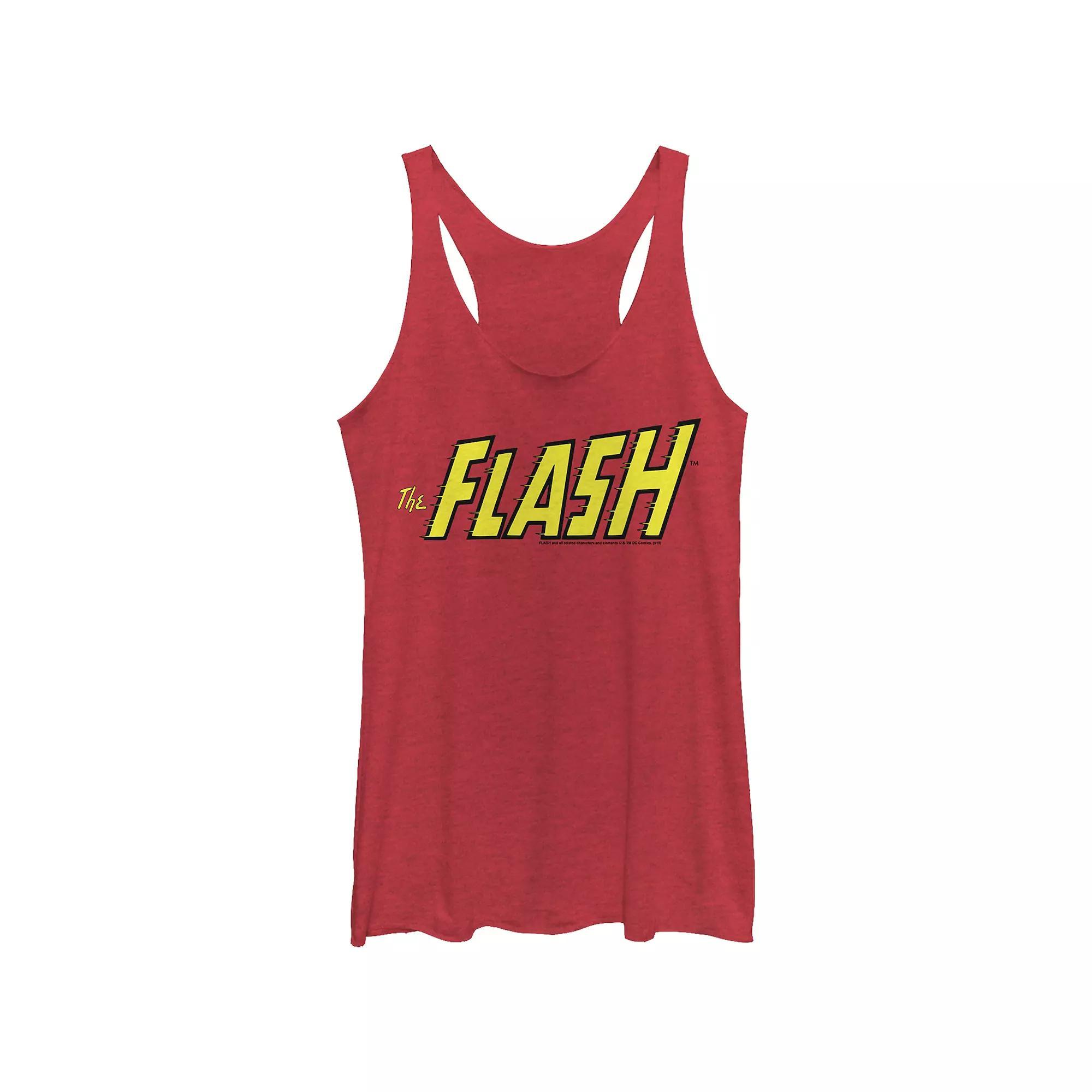 Juniors' The Flash Classic Text Poster Tri-Blend Racerback Tank Top, Girl's, Size: XS, Red Grey Product Image