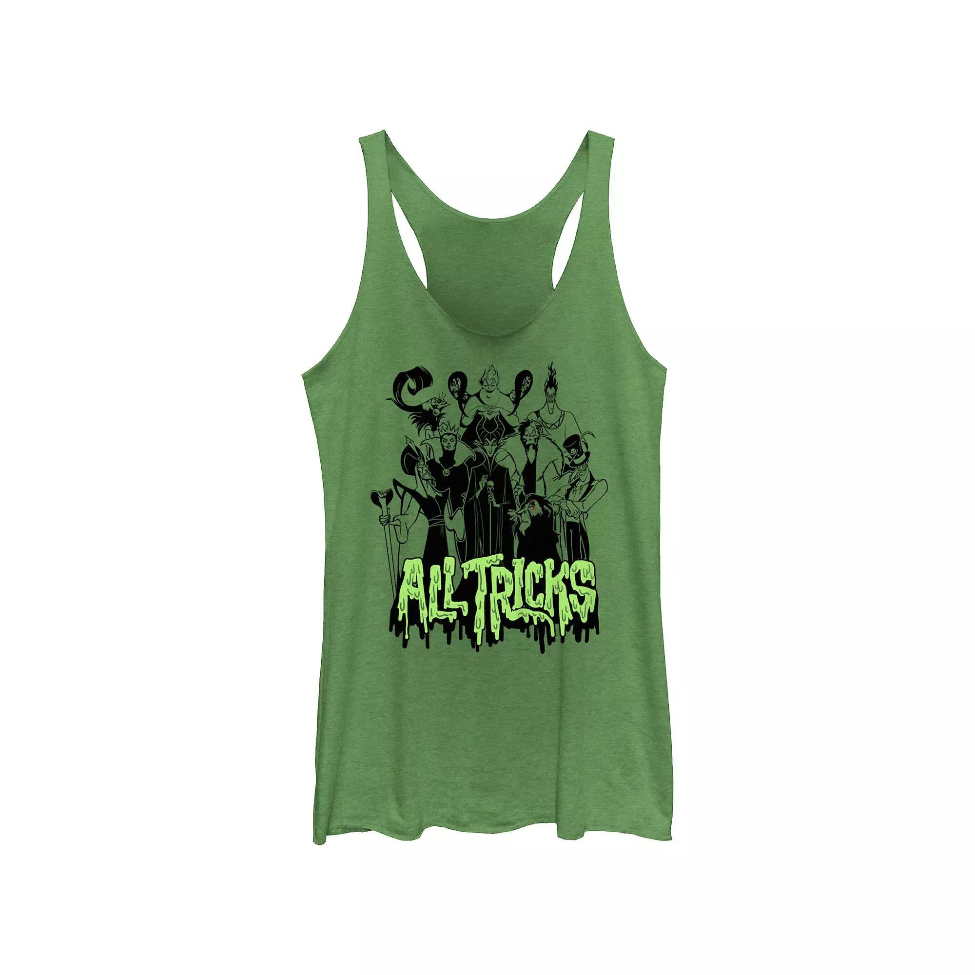 Disney Villains Lineup All Tricks Juniors' Tri-Blend Racerback Tank Top, Girl's, Size: Large, Envy Product Image